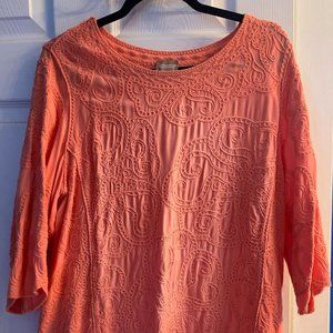 Womens embroidered top with scalloped hem